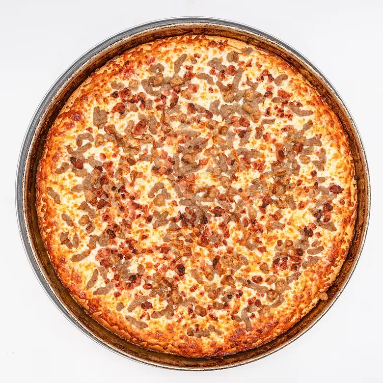 Meat Lovers Pizza at Pizza64 Beaumont - Hearty pizza with pepperoni, ham, beef and Italian sausage